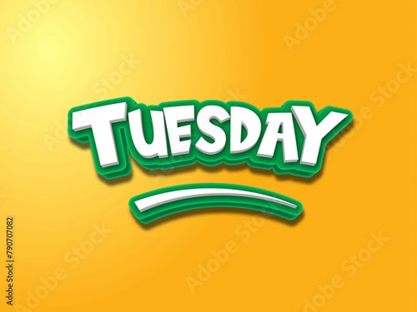 Obraz Tuesday typography and 3d Text logo design vector