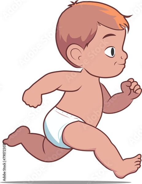 Obraz Baby boy on diaper vector drawing