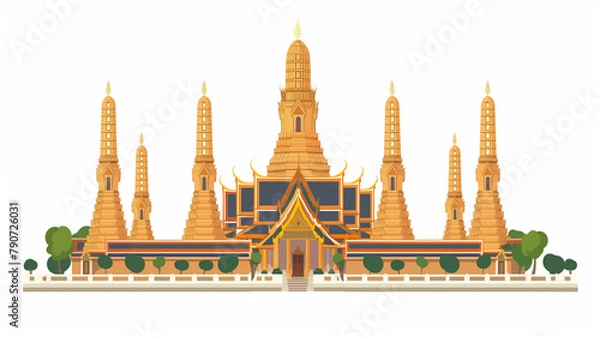Fototapeta Flat image of temple on white background