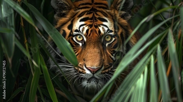 Fototapeta Hiding tiger in the forest

