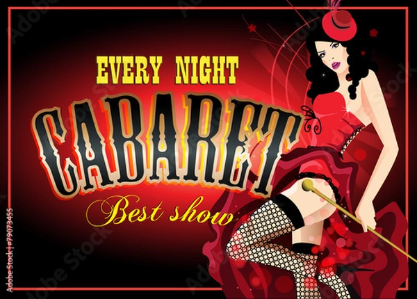 Obraz Cabaret dancer in a red corset. Retro vector poster