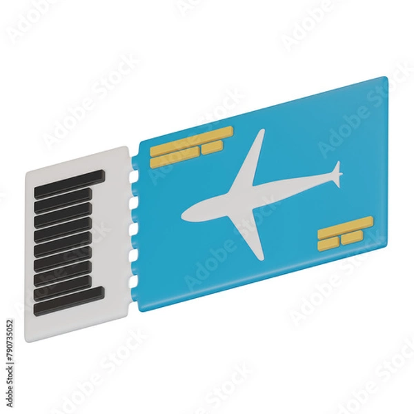 Fototapeta Passenger Plane Ticket and Boarding Pass. 3D render