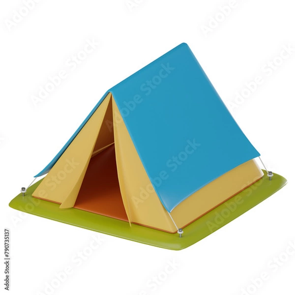 Fototapeta 3D Camping Tent Icon in Nature. 3D Render