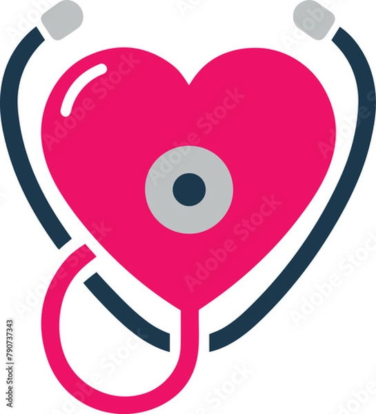 Obraz Simple stethoscope vector icon with heart shape.