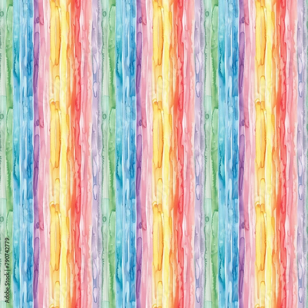 Fototapeta water colour rainbow stripes background, repeatable seamless background pattern tile
