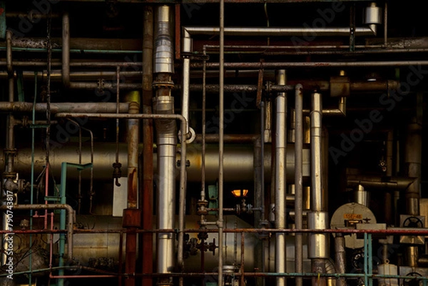 Fototapeta 化学プラントの複雑な配管
