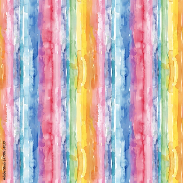 Fototapeta water colour rainbow stripes background, repeatable seamless background pattern tile
