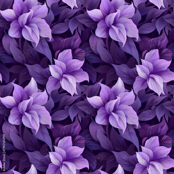 Fototapeta Floral purple color, form natural, seamless fabric pattern.