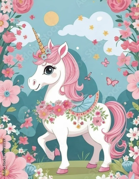 Fototapeta Unicorn Delight: Whimsical Artistry in Illustrative Form






