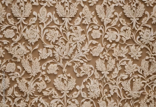 Fototapeta Timeless Elegance: 18th Century Vintage Floral Wallpaper Pattern Infused with Linoleum Texture, Evoking Nostalgia and Sophistication in Decorative Wall Paint"	
