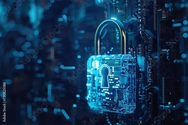Obraz Cybersecurity Breach: Digital Lockpad Under Attack by Hackers - Data Protection Concept