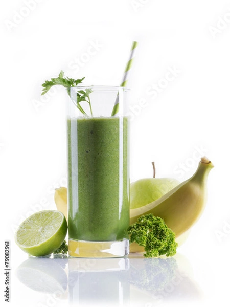 Fototapeta Green Smoothie on white