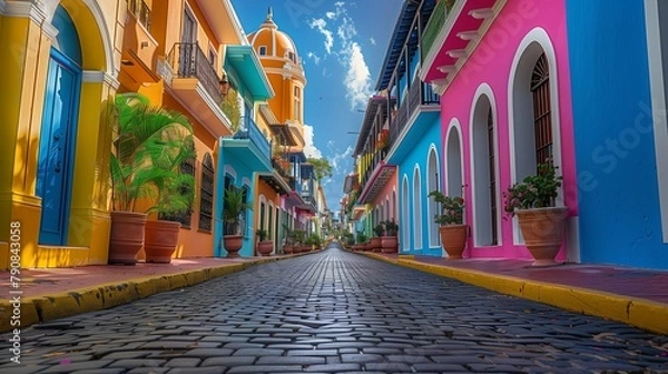 Fototapeta Caribbean Architecture in Old San Juan, generative ai