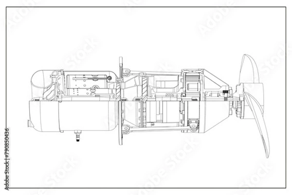 Fototapeta 3D design of a single-engine airplane engine.