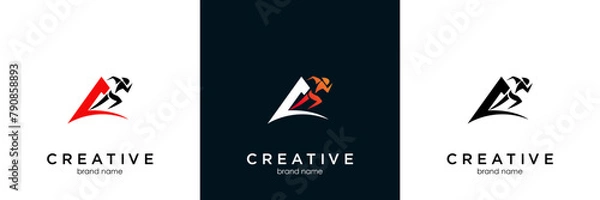 Obraz running man concept vector logo design