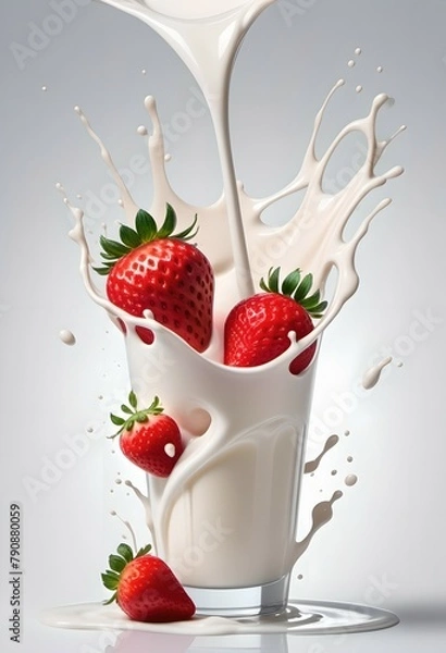 Obraz strawberry milk splash