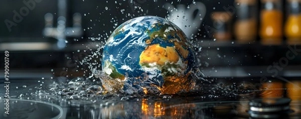 Fototapeta Boiling Globe Visualizing the Urgent Climate Crisis Facing Our Planet