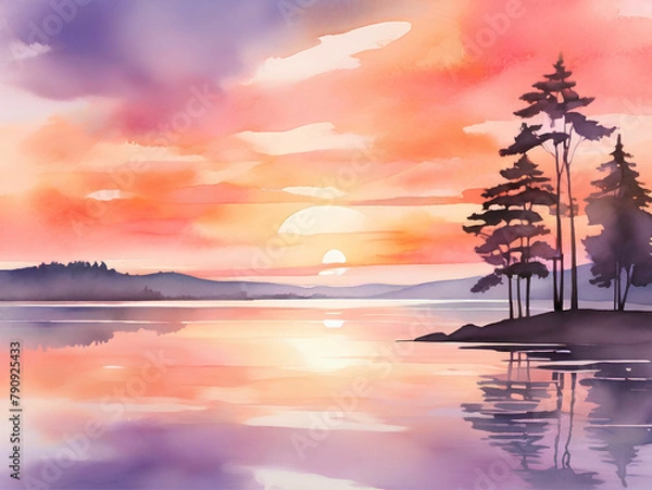 Obraz sunset over the lake