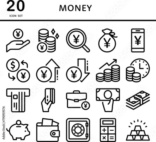 Fototapeta お金　日本円　アイコンセット
