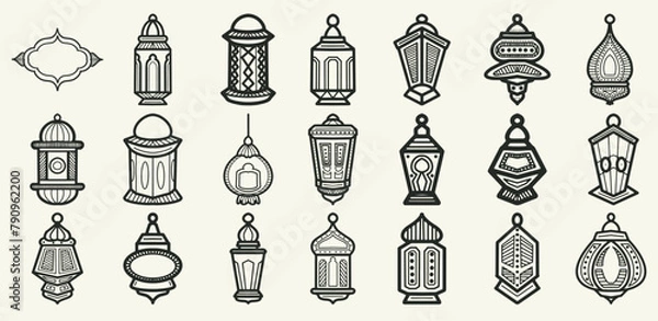 Obraz set of lantern elements design