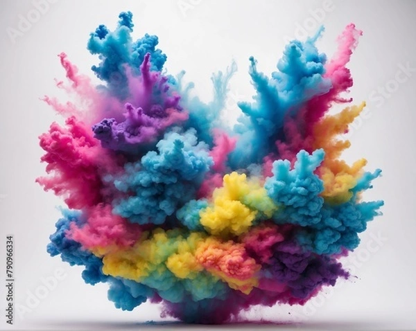 Fototapeta Разноцветный дым, дымовой факел на белом фоне