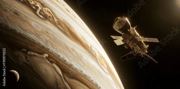 Obraz A satalite flying over planet Saturn 