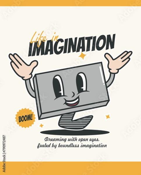 Obraz computer retro character illustration