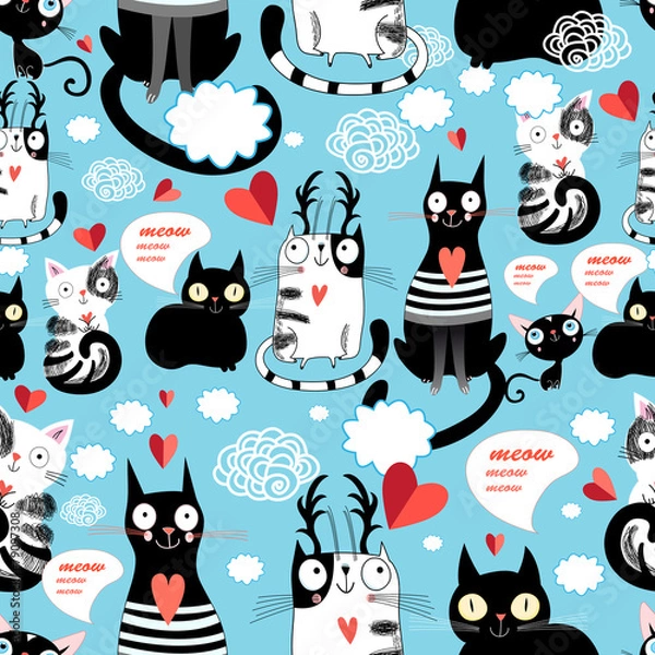 Obraz bright pattern cat lovers