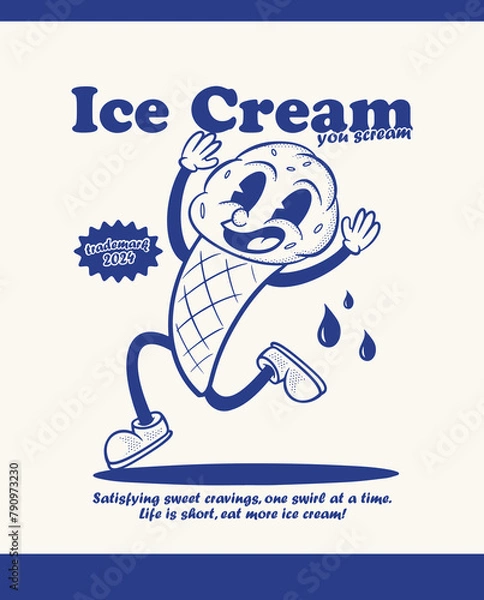 Obraz ice cream retro character illustration