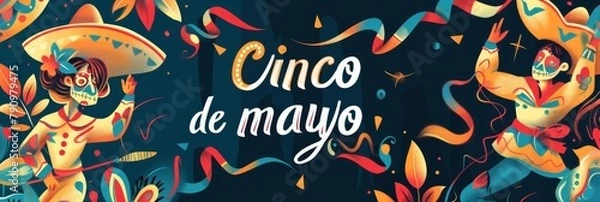 Fototapeta illustration with text to commemorate a mexican cinco de mayo