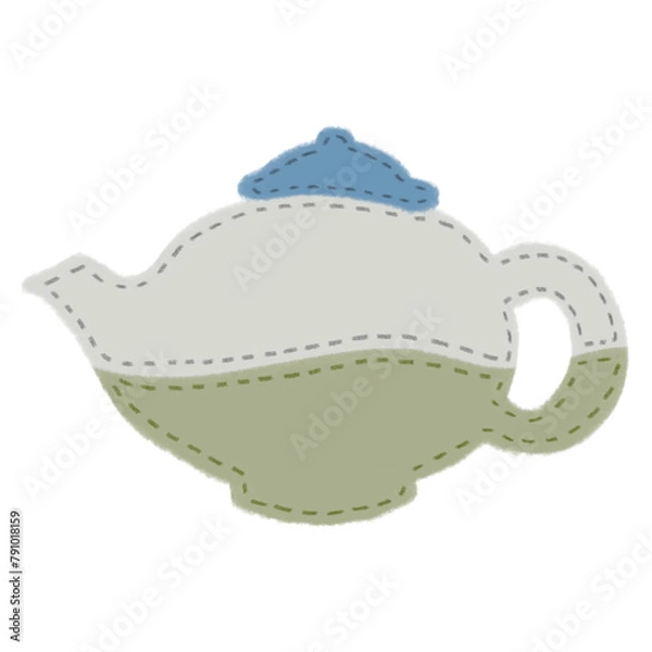 Obraz teapot green tea embroidery