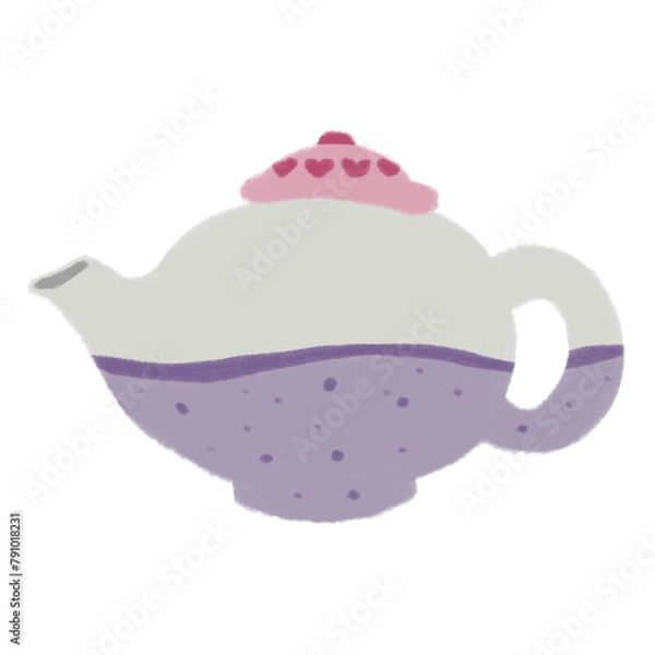 Obraz purple teapot herbal minimal