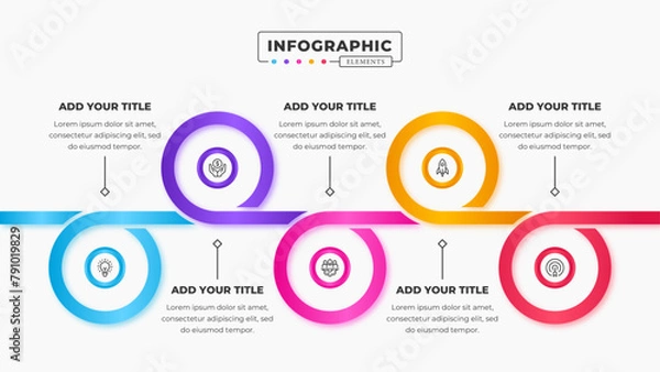 Fototapeta Vector circle process infographic presentation design template with 5 steps or options