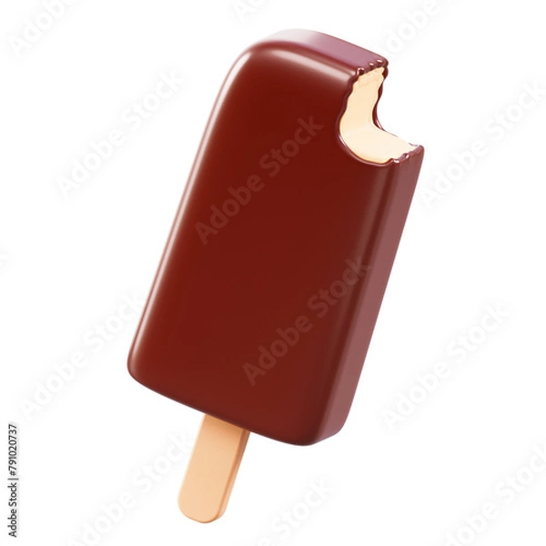 Fototapeta Realistic 3D chocolate ice cream bar with a bite taken out