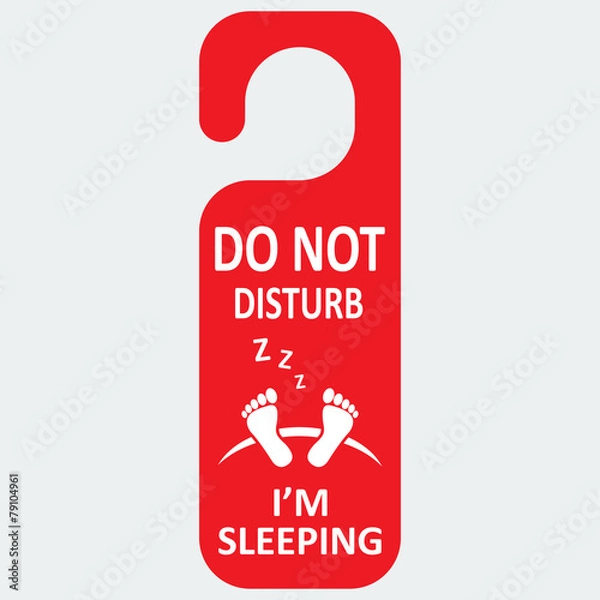 Obraz Vector hotel tag do not disturb with sleeping icon