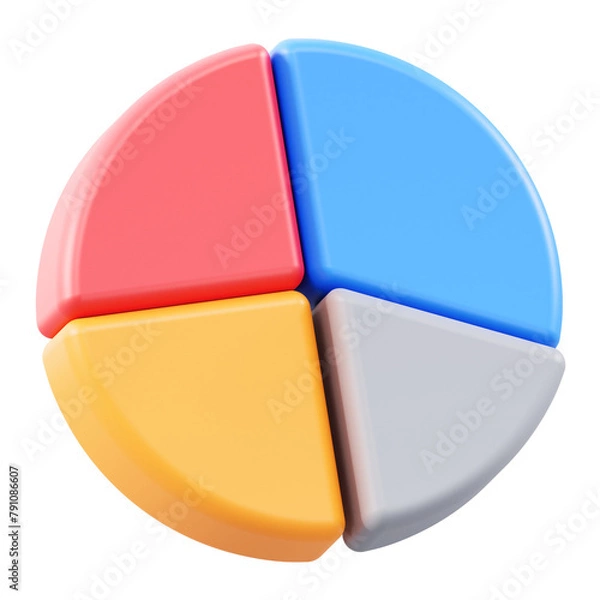 Fototapeta Colorful 3D pie chart with transparent background
