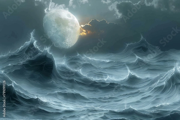 Fototapeta Craft a composition reminiscent of a lunar symphony, blending abstract forms and textures to convey reflected moonlight and musical waves in space