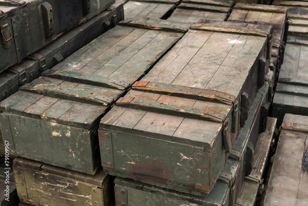Obraz wooden boxes for weapons