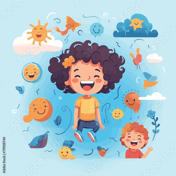 Obraz happy cartoon girl vector