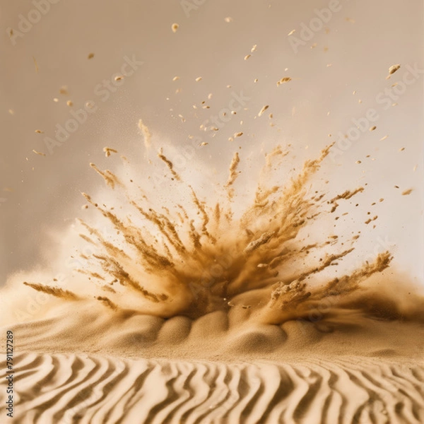 Obraz Dynamic Sand Dune Ejecting Sand Particles