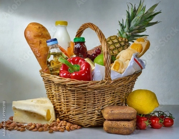 Obraz canasta de alimentos básicos.