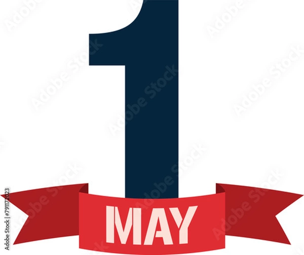 Fototapeta Design element for May 1st Labor Day. Vector design in flat style isolated on transparent background.