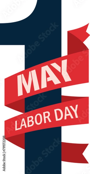 Fototapeta Design element for May 1st Labor Day. Vector design in flat style isolated on transparent background.