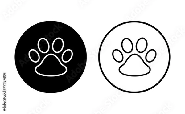 Obraz Paw icon set. paw print icon vector. dog or cat paw