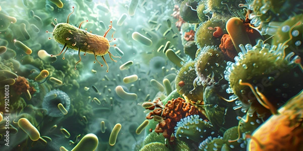 Fototapeta Diverse marine microbiota, including bacteria, thrive in the ocean's ecosystem.