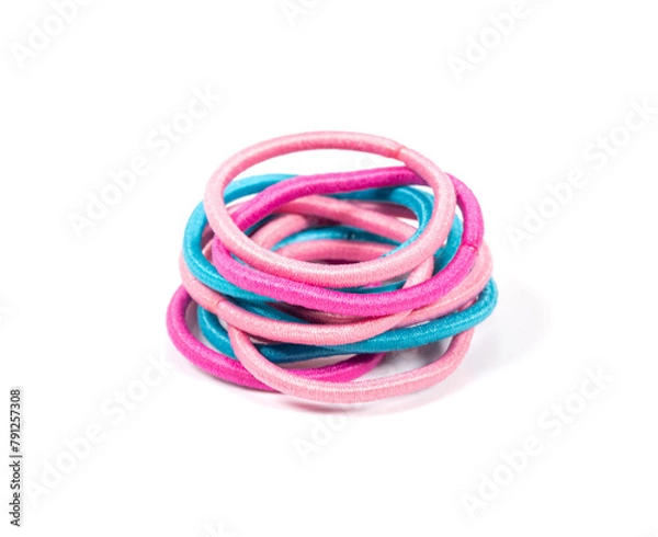 Fototapeta Colorful hair elastic isolated on white background