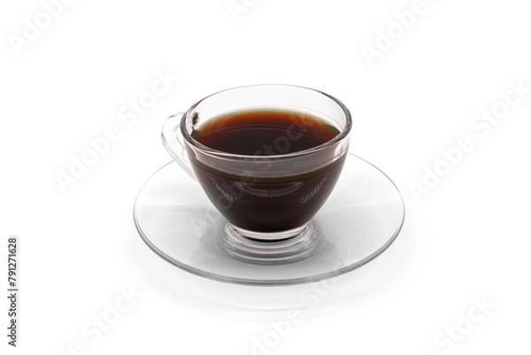 Fototapeta cups of black coffee isolated  on background