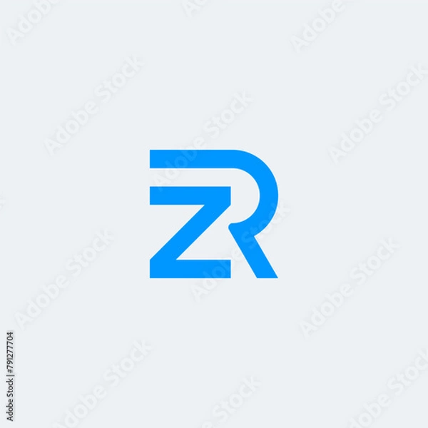 Fototapeta ZR or RZ monogram logo with blue color.