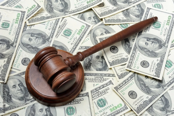 Obraz Gavel with support on dollars