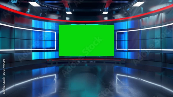 Fototapeta Chroma tv screen studio virtual background
